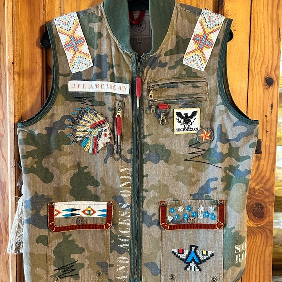 Double D Ranch Jackets & Blazers - Double D Ranch Camouflage Vest with Colorful Embellishments